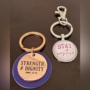 Inspirational Strength & Dignity Keychain | Proverbs 31:25 | Stay Positive Charm